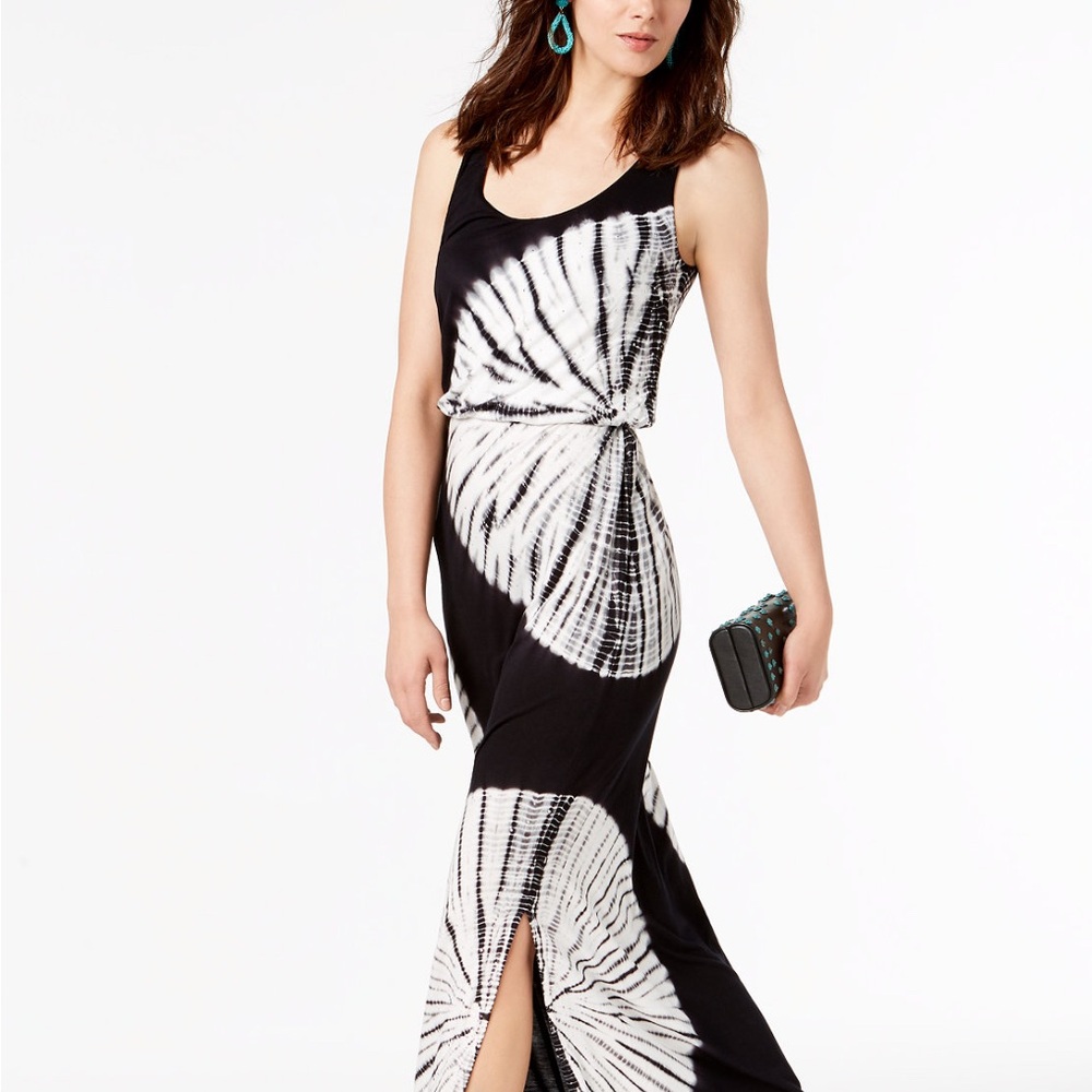 INC International Concepts Monochrome Spiral Maxi Dress
